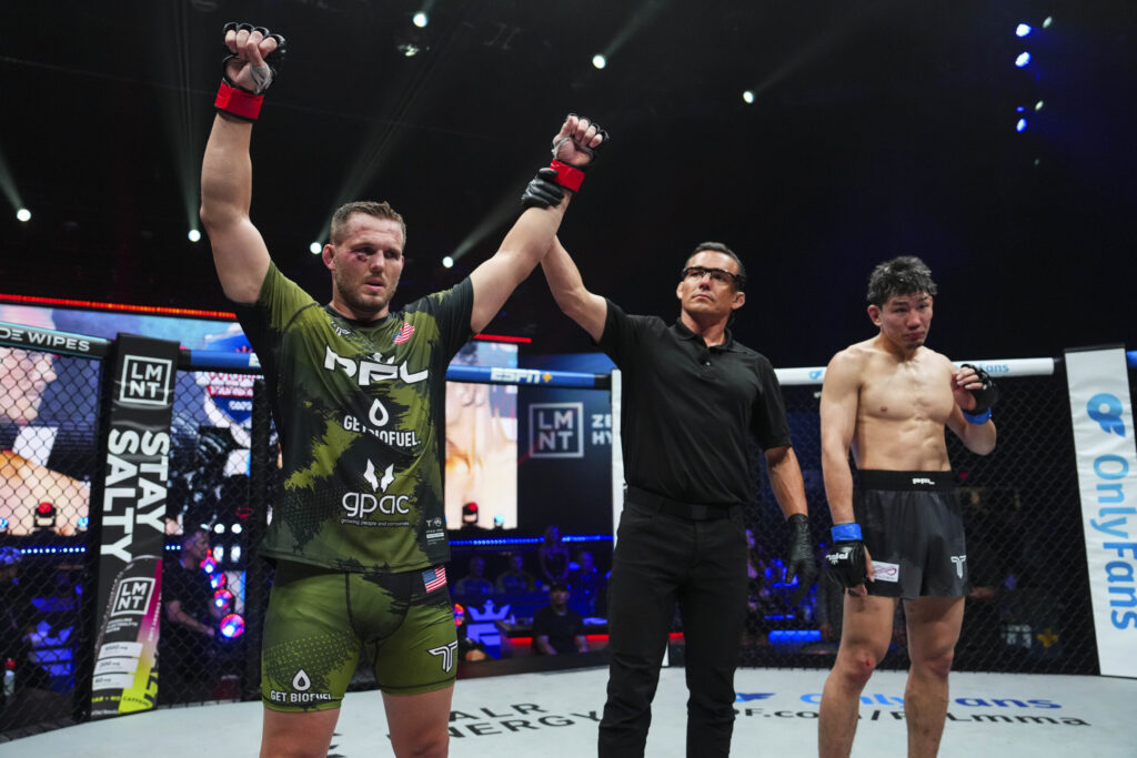 Logan Storley (18-3) def. Masayuki Kikuiri (11-3-1) via unanimous decision (30-27, 29-27, 29-28)